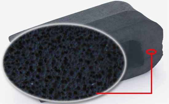 Recycled rubber production of low-cost foam strips