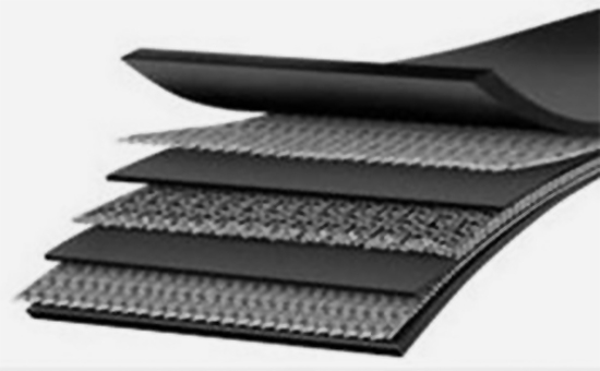 Common fabric core conveyor belt cover rubber using reclaimed rubber powder to reduce costs