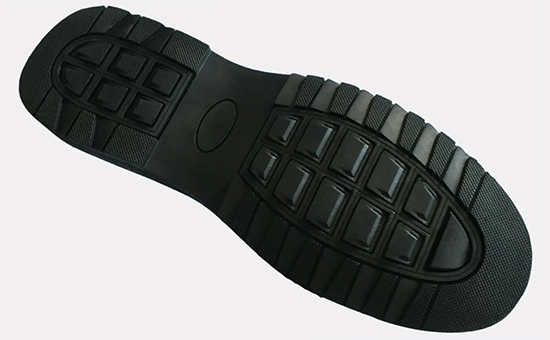 Rubber powder production of leather shoe soles