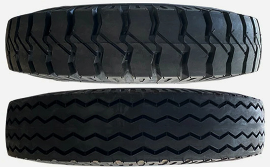 Agricultural tires are mixed with recycled rubber