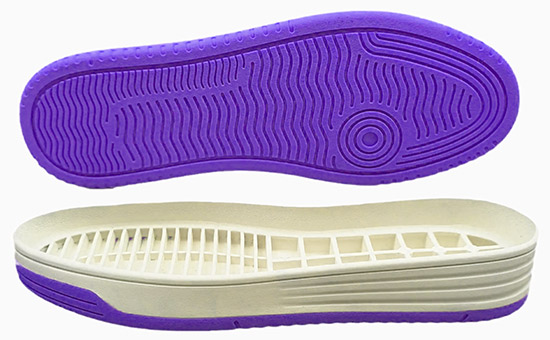 Colored recycled rubber soles reinforced with white carbon black