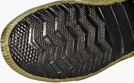 Rubber shoe soles mixed with tire rubber powder