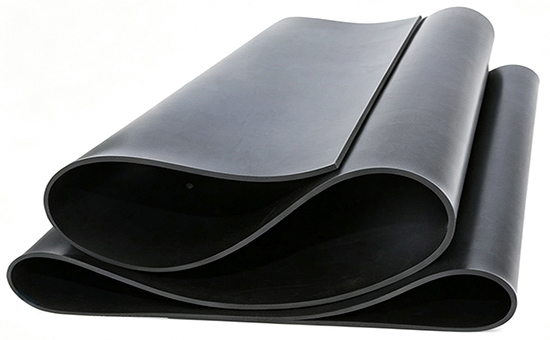 Rubber sheets heavily mixed with recycled rubber
