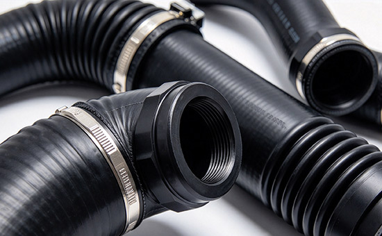Radiator hoses mixed with recycled EPDM rubber